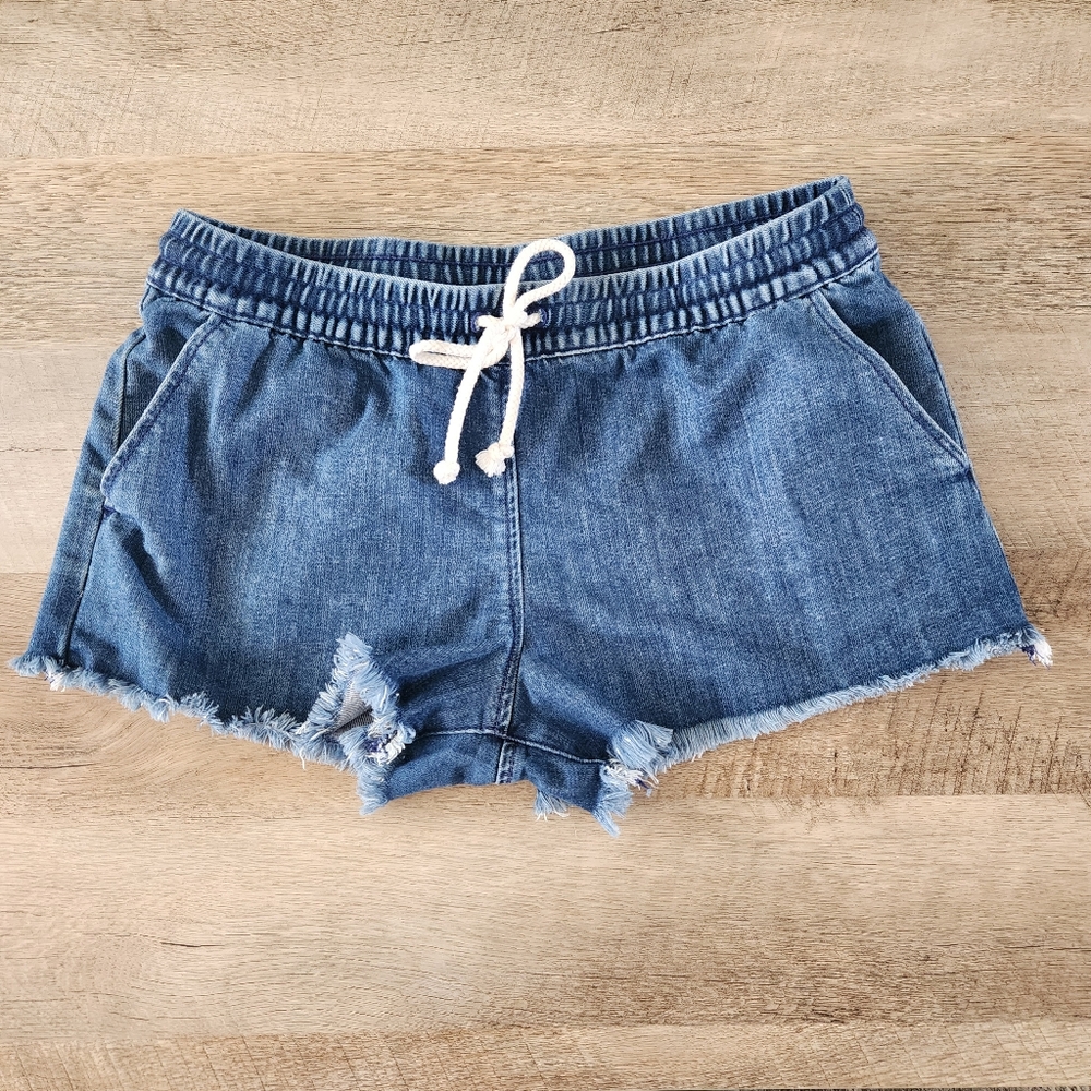 Aerie Drawstring Pull On Blue Denim Shorts